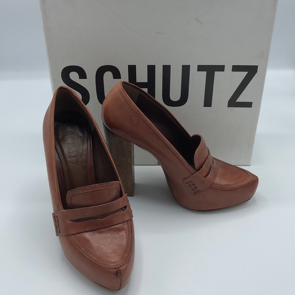 Schutz platform penny loafer
